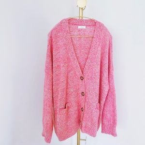 Beautiful New Pink oversized wool-blend style knit cardigan